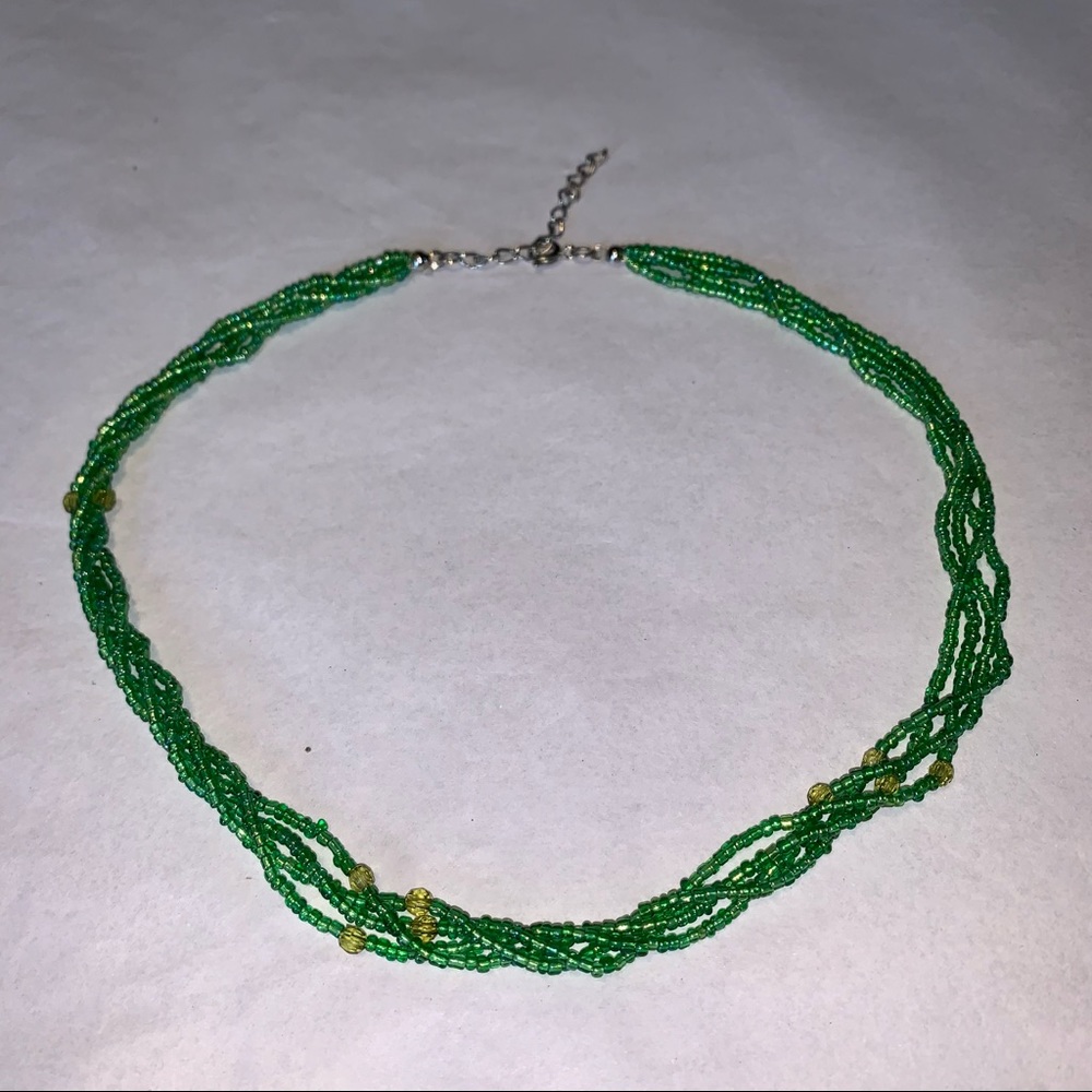 Vintage Multi strand green beaded necklace